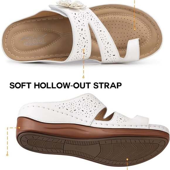 Wedge Sandals for Women Faux Leather Comfortable Casual Dressy Summer - Picture 5 of 6